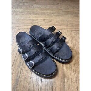 Dr. Martens Black Triple-Strap Buckle Sandals